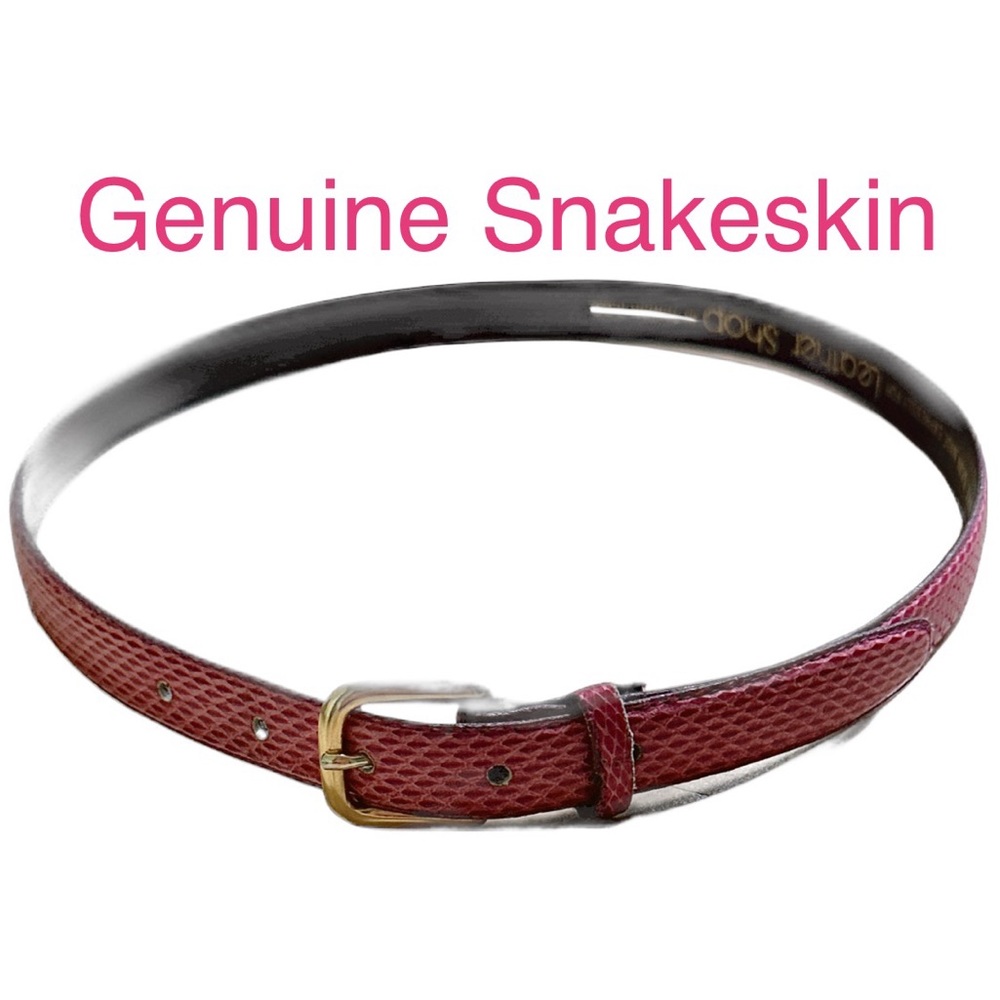Whimsigoth Baddie Alt Rocker Chic Punk Edgy Y2K Genuine Snakeskin Pink Belt ~ M